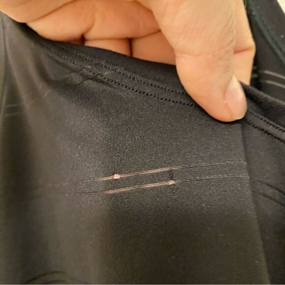 Athleta High Neck Chi Double Stripe Tank Top black running too-S - Picture 7 of 9